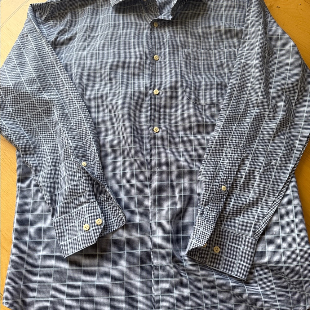 Peter Millar Gray Checkered Button Down Shirt - image 1